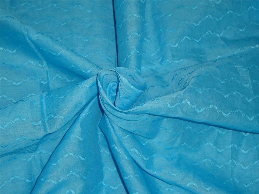 cotton organdy fabric true blue color leno dobby curvy zigzag design 44