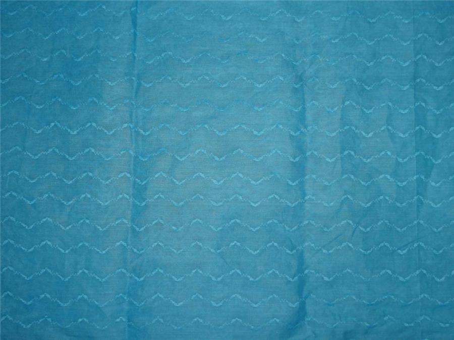 cotton organdy fabric true blue color leno dobby curvy zigzag design 44&quot;