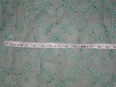 100%silk organza fabric sky blue colour embroidered 54&quot; wide [8263]