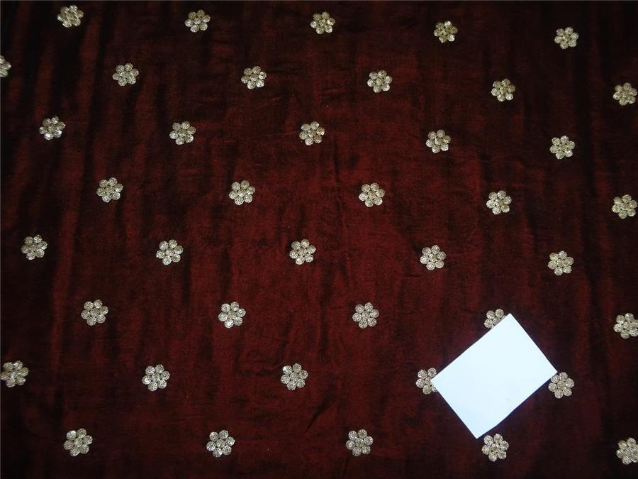 Iridescent Embroidered Maroon Micro Velvet Fabric ~ 44&quot; wide