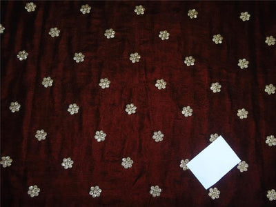 Iridescent Embroidered Maroon Micro Velvet Fabric ~ 44&quot; wide