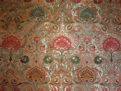 Heavy BROCADE FABRIC orange,hot pink &amp; Metallic GOLD COLOR