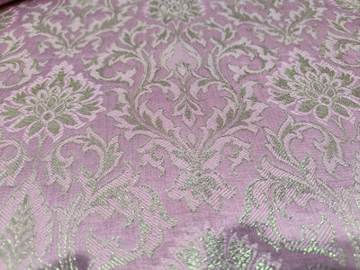 Brocade pink x metalic gold fabric 44" wide ~ BRO828