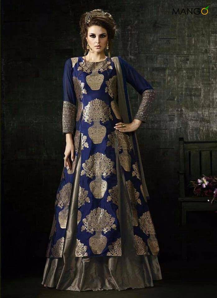 Reversible Brocade fabric royal blue x gold 56&quot; BRO563[2]
