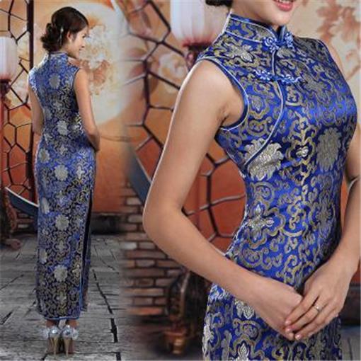 Reversible Brocade fabric royal blue x gold 56&quot; BRO563[2]