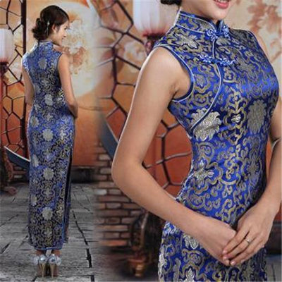 Reversible Brocade fabric royal blue x gold 56&quot; BRO563[2]
