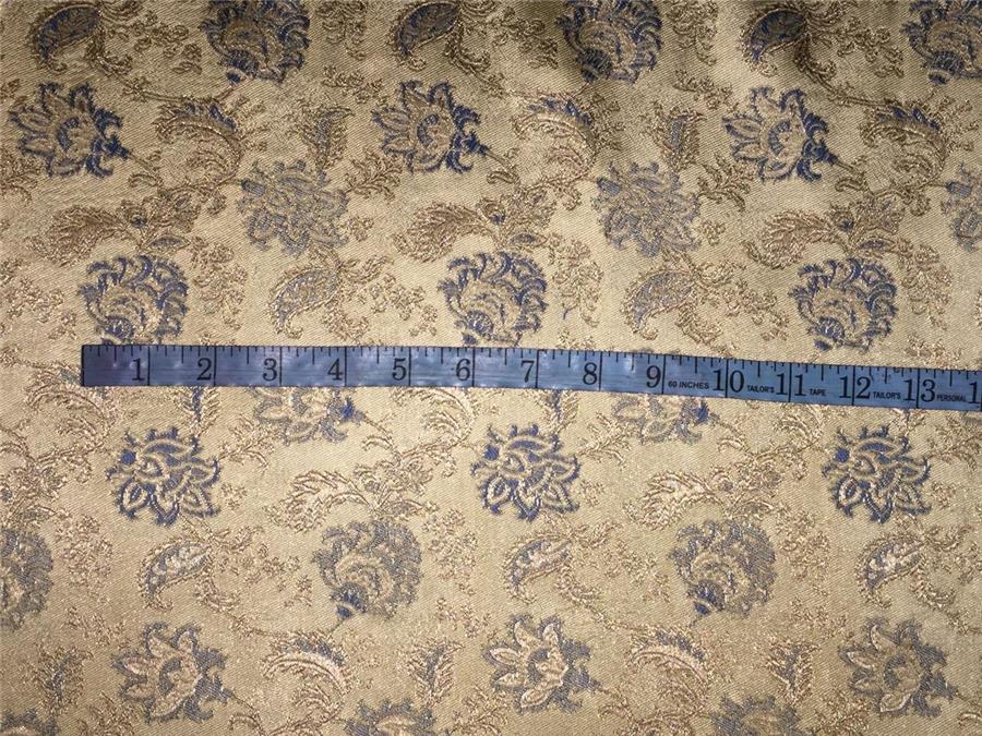 Brocade Fabric golden cream with greyish blue 56&quot;
