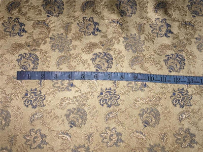 Brocade Fabric golden cream with greyish blue 56&quot;
