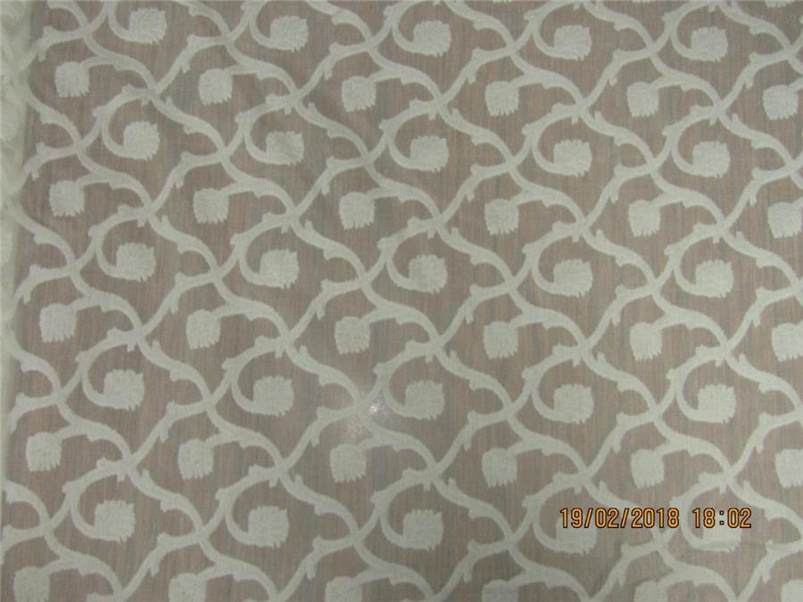 COTTON SILK BROCADE FABRIC NATURAL IVORY COLOR 44&quot;