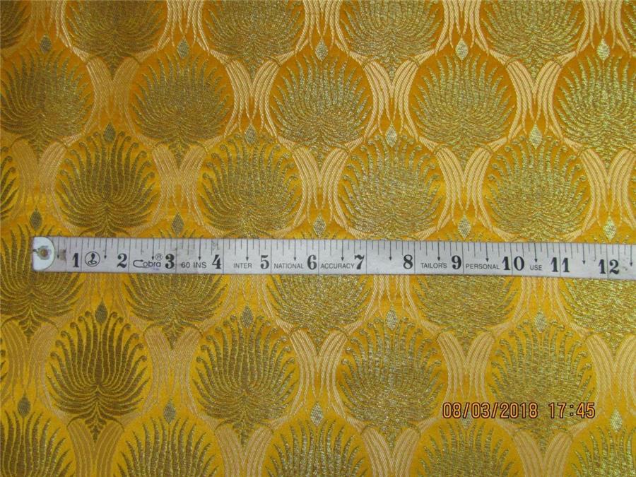 Silk Brocade Fabric mustard x metallic gold color 36" wide BRO571[2]