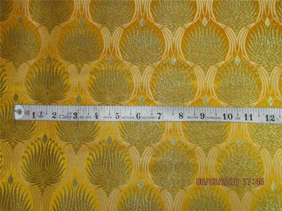 Silk Brocade Fabric mustard x metallic gold color 36" wide BRO571[2]