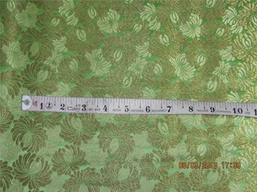 Heavy Silk Brocade Fabric olive green x metallic gold color 36" wide BRO571[3]