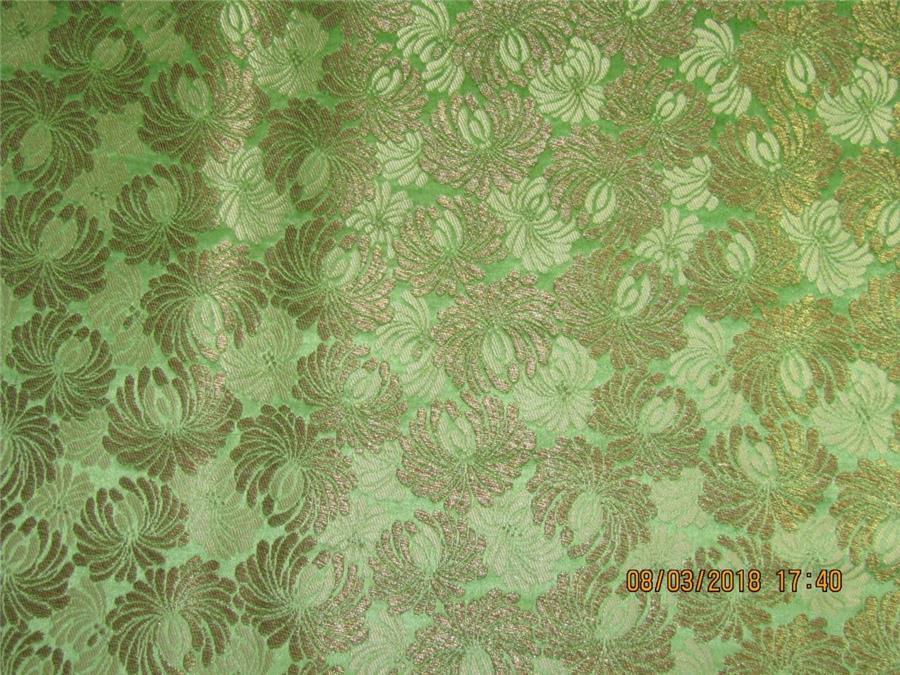 Heavy Silk Brocade Fabric olive green x metallic gold color 36" wide BRO571[3]