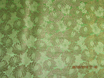 Heavy Silk Brocade Fabric olive green x metallic gold color 36" wide BRO571[3]