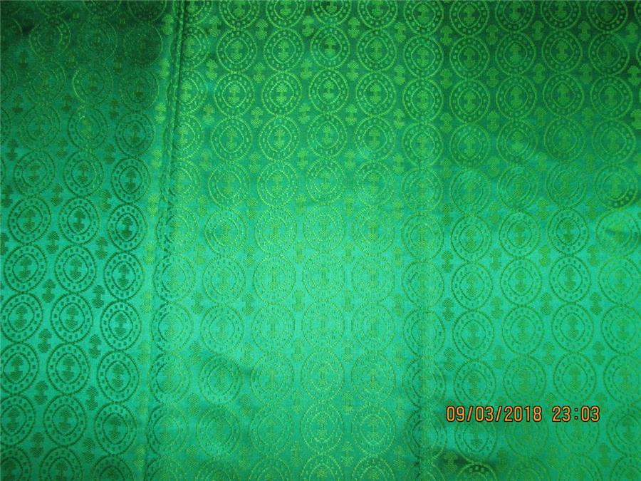 100% Pure silk brocade fabric vestment Green color 44" wide BRO365A[1]