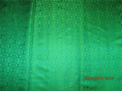 100% Pure silk brocade fabric vestment Green color 44" wide BRO365A[1]