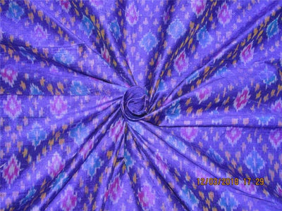 100% pure silk dupion ikat fabric yellow royal blue x purple colour 44" wide DUP_PRINT_8375