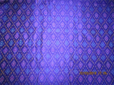 100% pure silk dupion ikat fabric yellow royal blue x purple colour 44" wide DUP_PRINT_8375