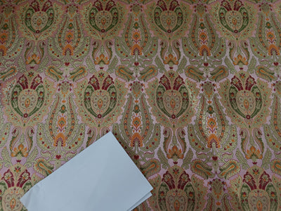 Silk Brocade fabric pastel, pink, orange, green and metallic jacquard color 36" wide BRO858[4]