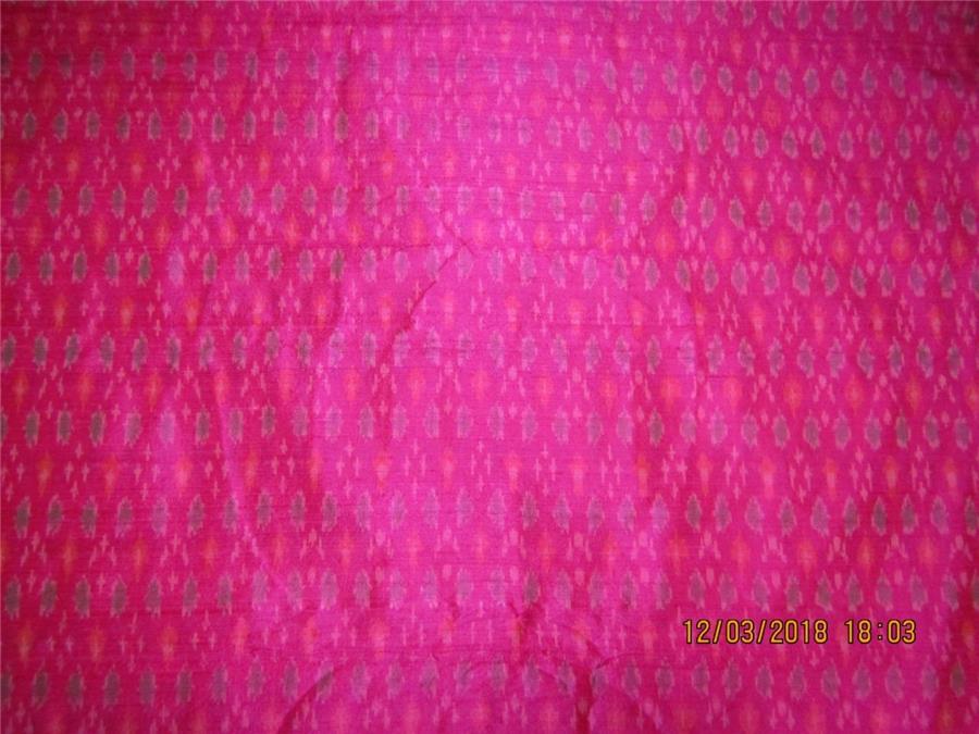 100% pure silk dupion ikat fabric pink color 44&quot; wide [8381]