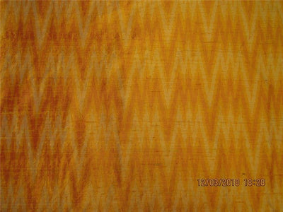 100% pure silk dupion ikat fabric orange x burnt color 44" wide