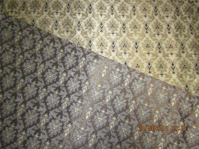 Reversible Brocade fabric grey gold x navy blue Color 60&quot;