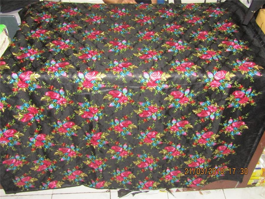 Silk Brocade fabric Black color with embroidery 44&quot;