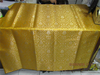 Silk Brocade fabric yellow x metallic gold 44&quot;