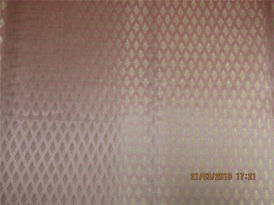 Silk Brocade fabric rose pink x metallic gold 44&quot;