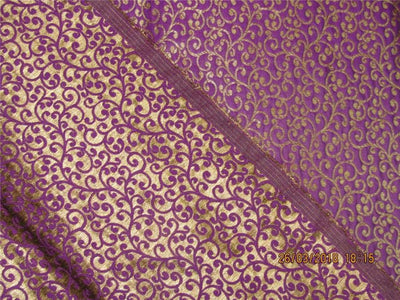 Reversible Brocade Fabric Aubergine x gold Color 44&quot;