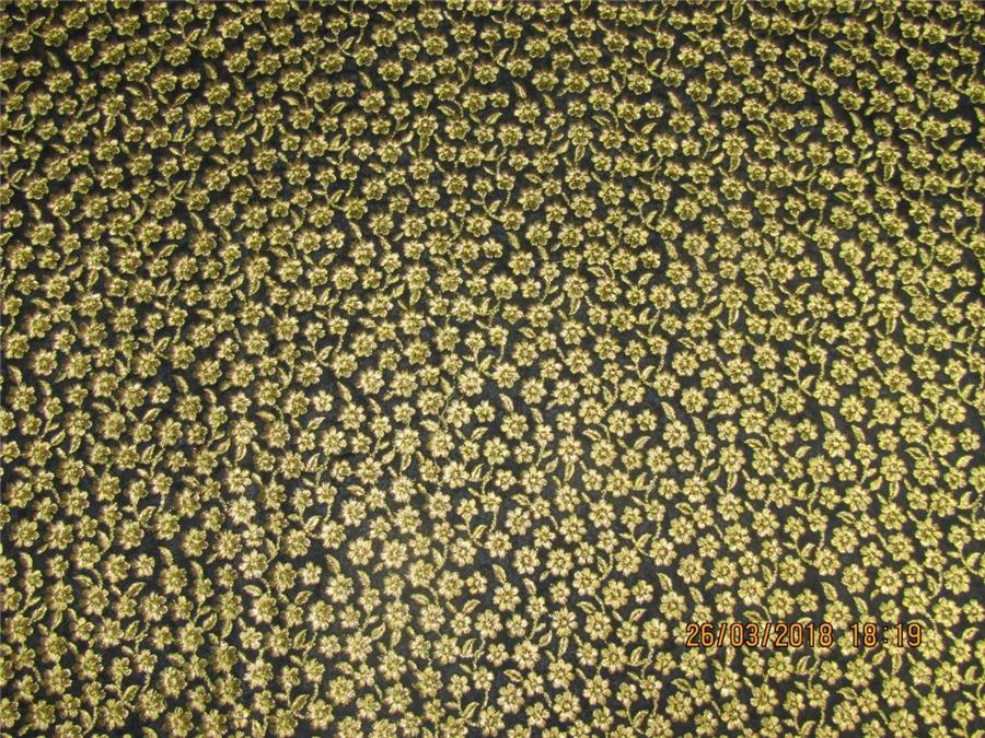 Silk Brocade fabric Black x metallic gold color with embroidery 44&quot;[BRO575[6]]`