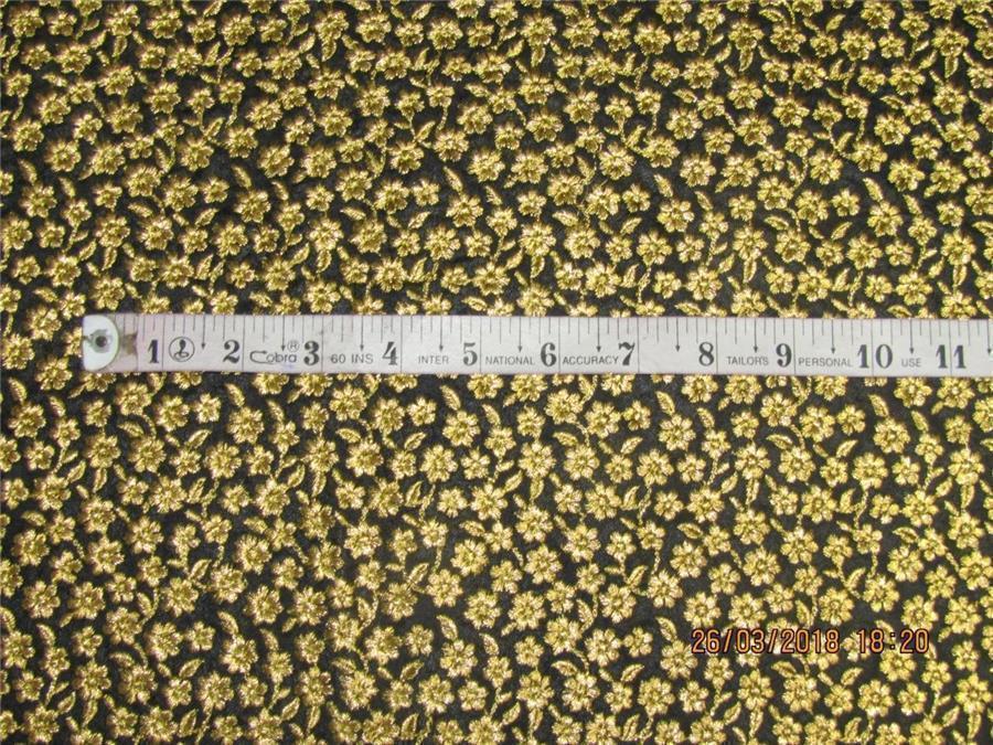 Silk Brocade fabric Black x metallic gold color with embroidery 44&quot;[BRO575[6]]`