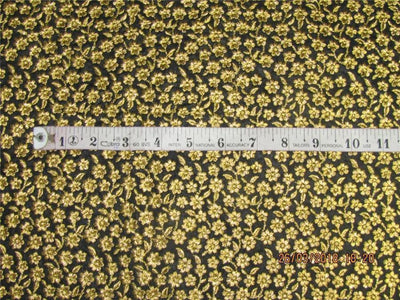 Silk Brocade fabric Black x metallic gold color with embroidery 44&quot;