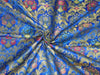 Silk Brocade Fabric royal blue green x metallic gold Bro568[4]