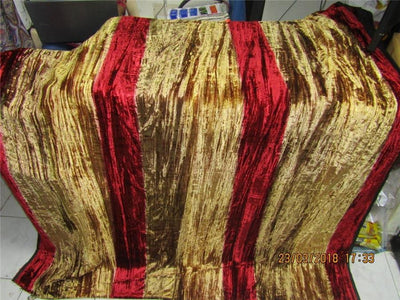 100% Crushed Velvet Fabric Gold x Red color Discharge Print 58" wide [8428]