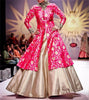 Silk Brocade fabric hot pink x metallic gold 44&quot;