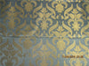 Brocade fabric greyish blue x metallic gold 44 inches