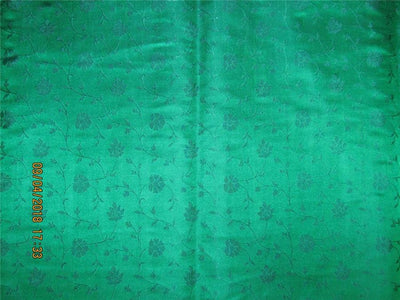 Silk brocade fabric green color 44&quot;