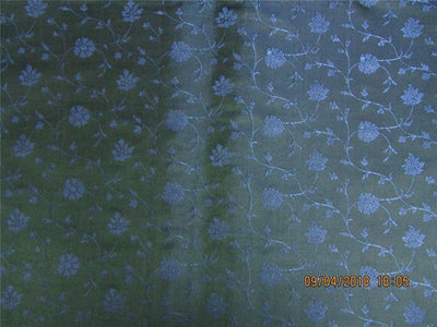 Silk brocade fabric green x blue color 44&quot;