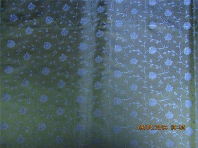 Silk brocade fabric green x blue color 44&quot;