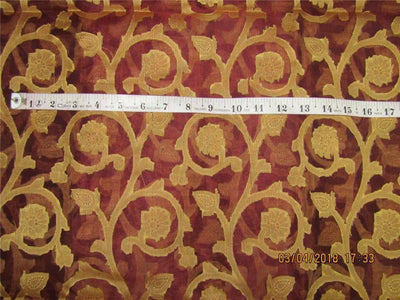 silk organza Jacquard fabric 44&quot; width burgundy color