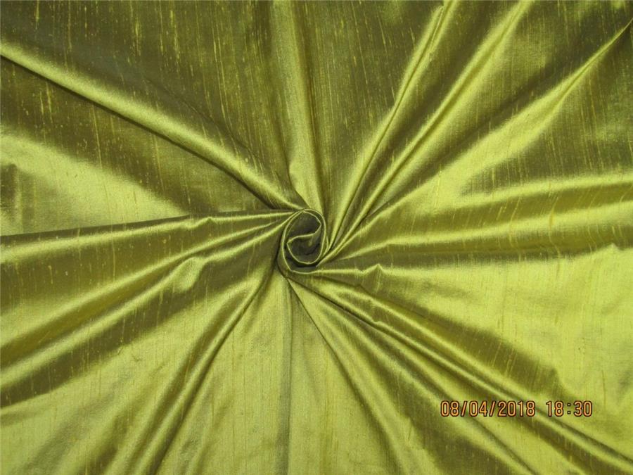 100% PURE SILK DUPION FABRIC OLIVE colour 54" wide WITH SLUBS MM45[2]