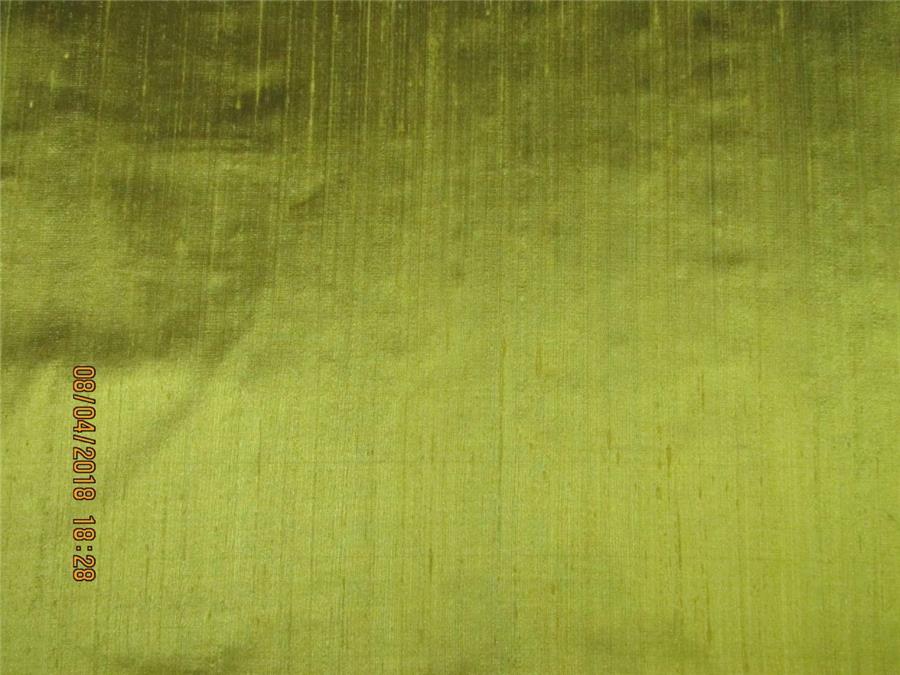 100% PURE SILK DUPION FABRIC OLIVE colour 54" wide WITH SLUBS MM45[2]