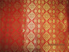 Silk brocade fabric Bright red x metallic gold color 44&quot;