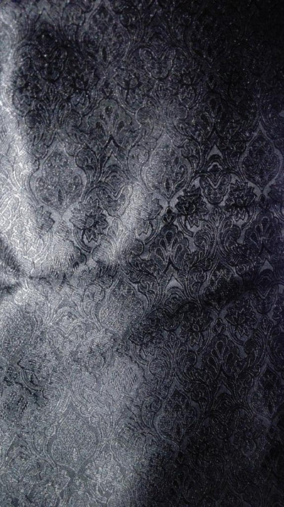 brocade JACQUARD fabric JET black Color 44&quot;