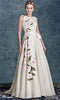 SILK TAFFETA FABRIC ivory with colorful floral Embroidery TAFE19