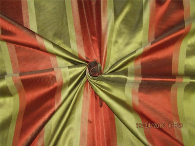 Silk Taffeta Fabric Olie Green x Salmon color jacquard TAFS148[1] 54&quot; wide