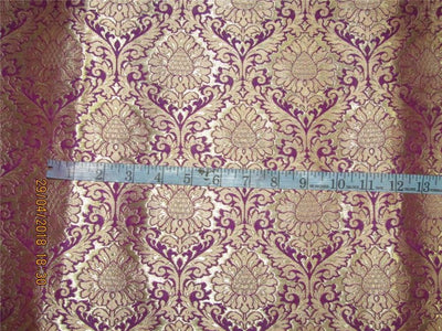 Heavy Silk Brocade Fabric purple x Metallic Gold color 36&quot;
