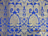 Heavy Silk Brocade Fabric royal blue x Metallic Gold color 36&quot;