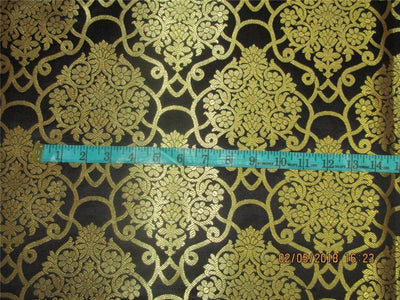 Silk Brocade fabric black x metallic gold 44&quot;